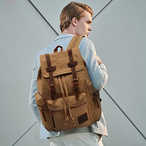 FANDARE Backpack Hiking Daypacks Computers Laptop Rucksack Satchel Bookbag Mountaineering Multi-Function Vintage Canvas Bag Women and Men Green(Size: Large)