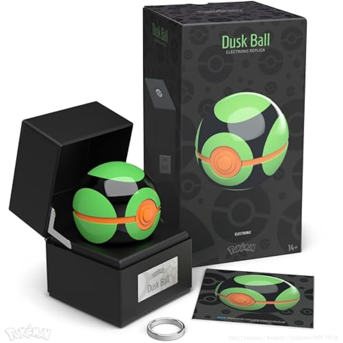 The Wand Company Original Poké Ball Authentic Replica - Realistic, Electronic, Die-Cast Poké Ball with Display Case Light Features. Officially Licensed by Pokémon