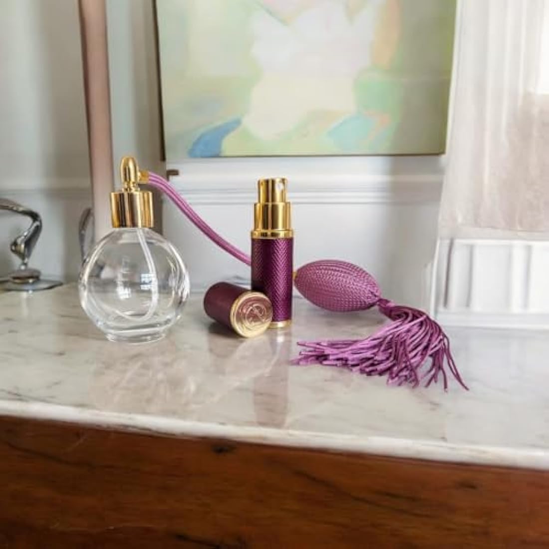 The Essential Atomizer Co. Patina 10ml refillable perfume atomiser with Gift Box. for handbag & travel. (PURPLE)