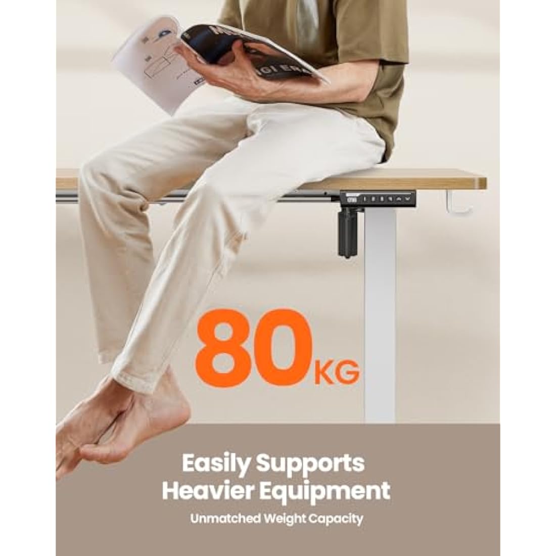 ErGear Electric Standing Desk Height Adjustable 120 x 60cm, Sit Stand Desk with 4 Memory Smart Pannel, Home Office Desk with Splice Board