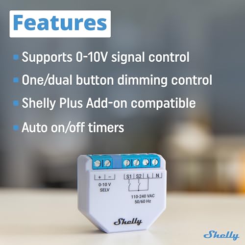 Shelly Plus 0-10V Dimmer | WiFi Smart Dimmer Switch | Dimmable Lights | Home Automation | Compatible with Alexa & Google Home | iOS Android App | No Hub Required