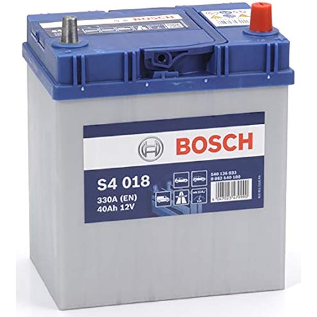 Bosch S4018 - Car Battery - 40A/H - 330A - Lead-Acid Technology - for Vehicles without Start/Stop System