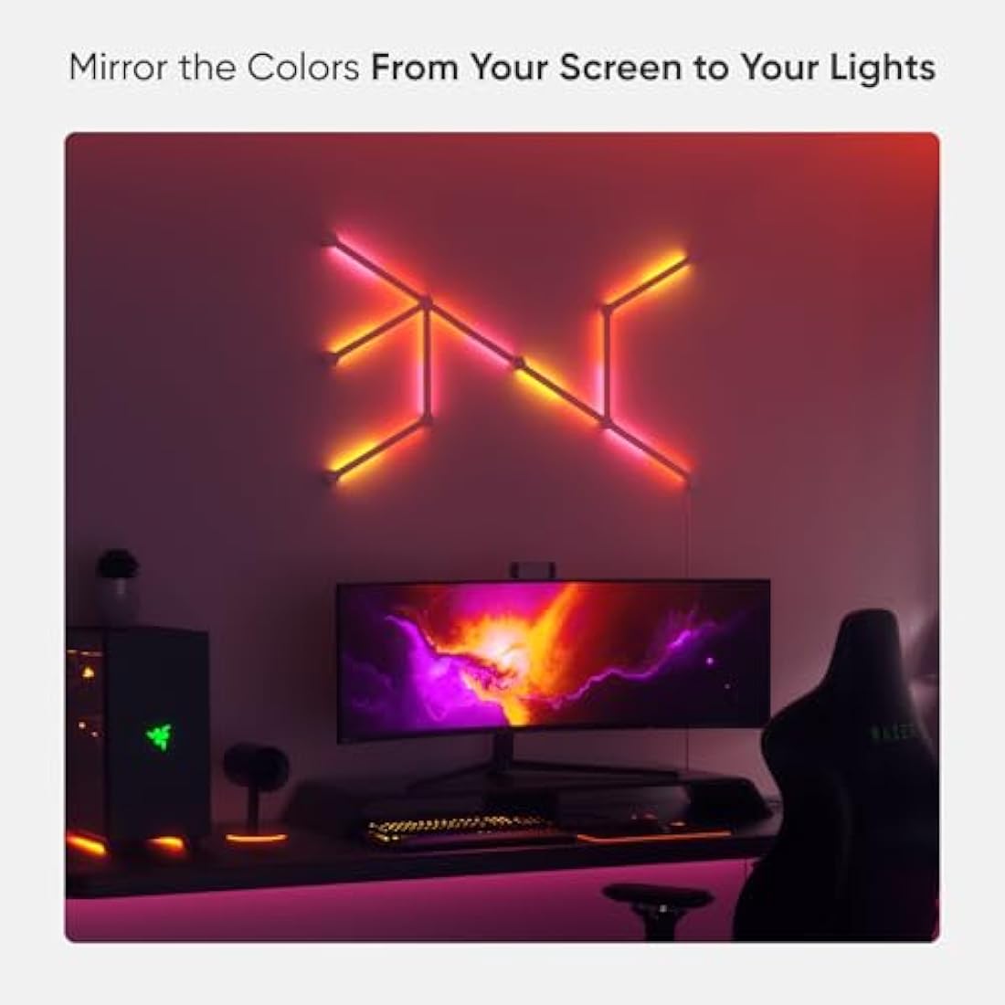 Nanoleaf Lines 60 Degrees Starter Kit, 15 Smart Light Bars LED RGBW - Backlit Modular Wi-Fi Colour Changing Wall Lights, Music & Screen Sync, Works with Alexa Google Apple Homekit, Room Decor