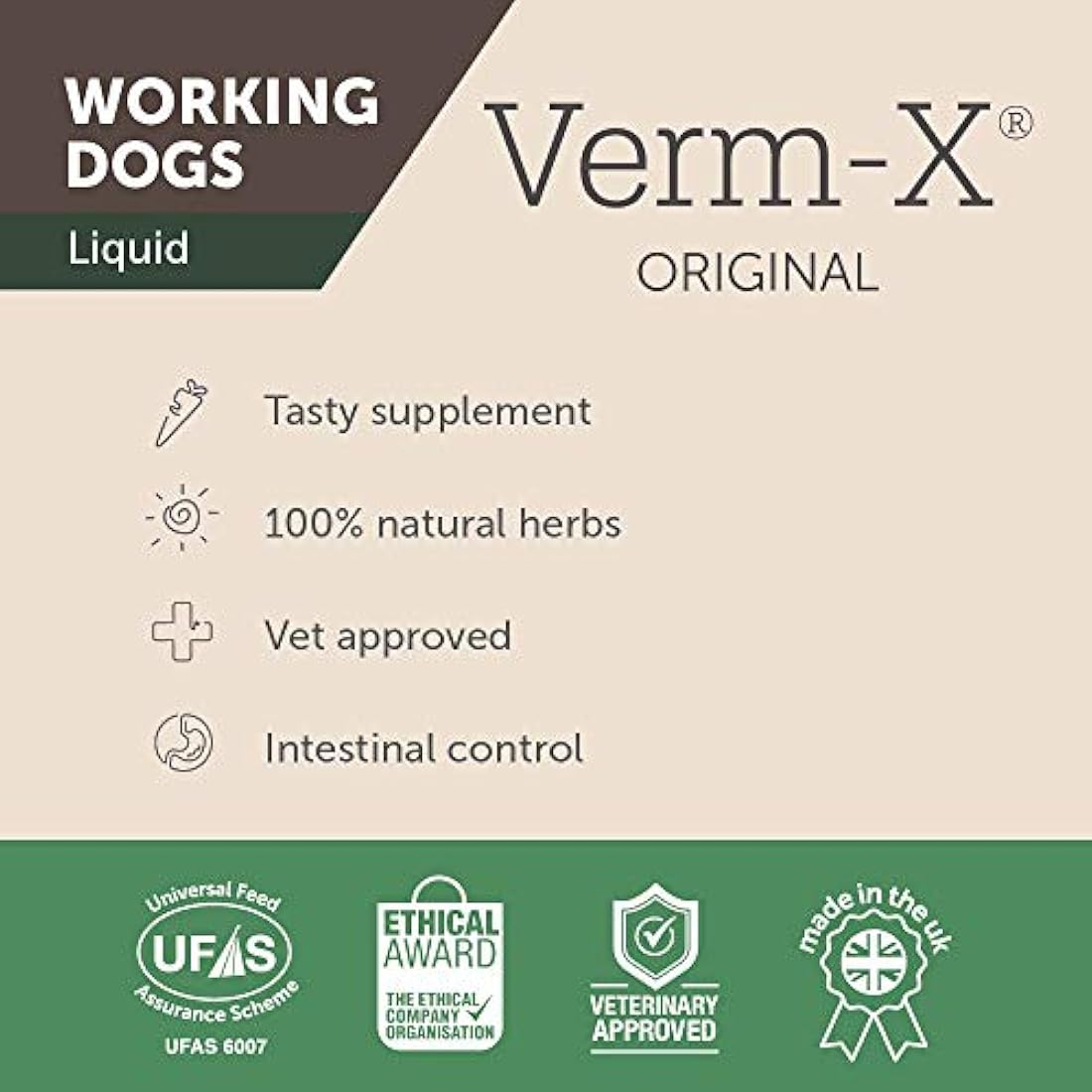 Verm-X All Natural Liquid for all Dogs. Supports  Intestinal Hygiene. Vet Approved. UFAS Assured.  Restores and Maintains Gut Vitality. Wormwood Free Recipe.