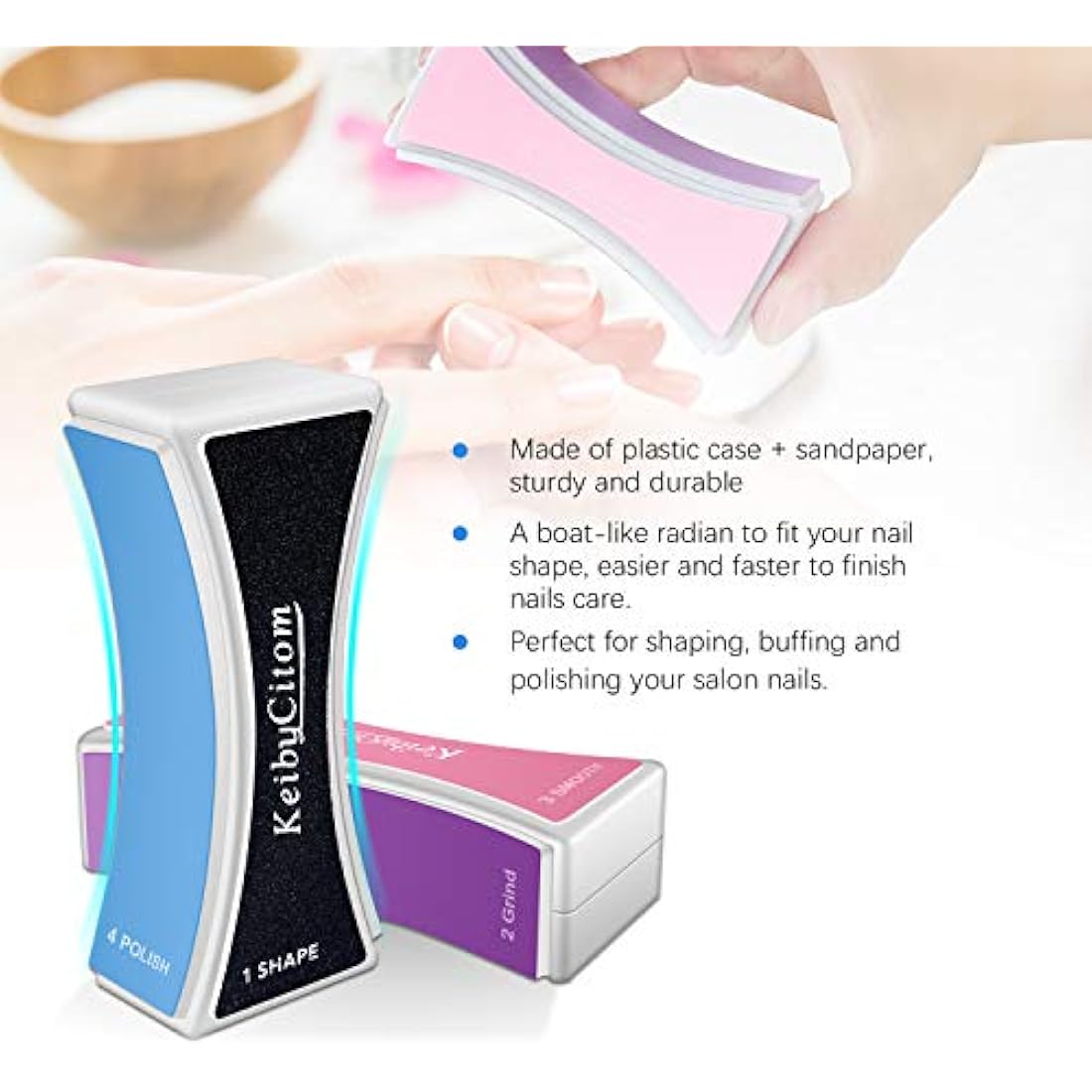 Nail Buffer, Professional Nail Files and Buffers for Shaping Polishing, New Natural Nail Shiner Buffer Block with 4 Sides for Nail Art Gel Suit for Home Salons Use (2 Pcs)