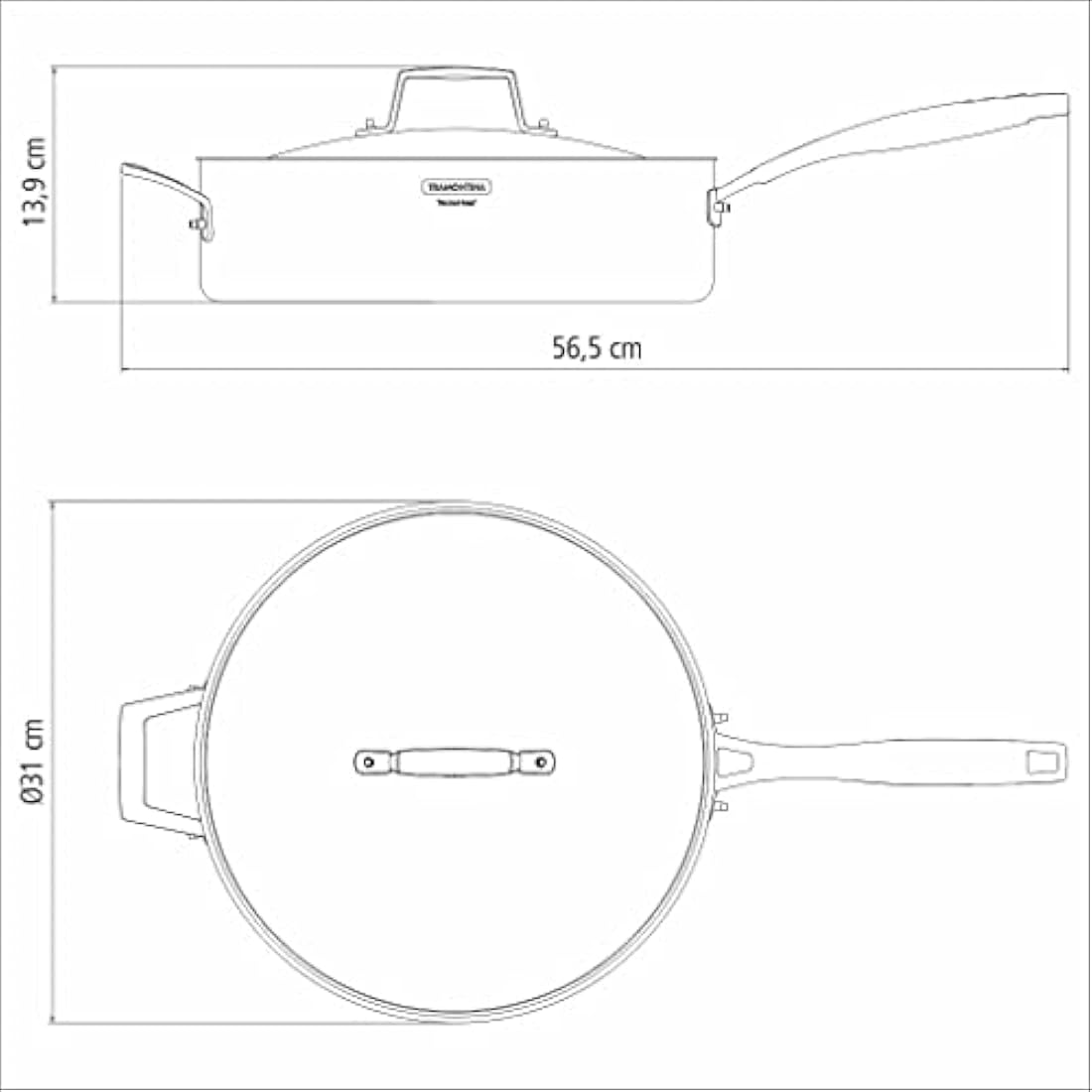 Tramontina 3-Ply Stainless Steel Frying Pan with lid 30cm (5.6l)