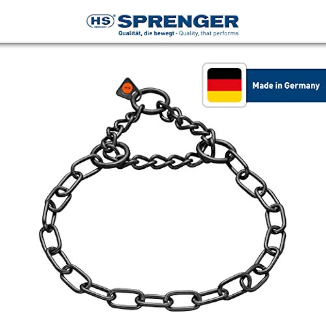 Sprenger Dog Necklace with Pull Chain 3 mm I Stainless Steel Dog Collar for Short and Long Hair Dog Breeds up to 55 kg 55 cm Black
