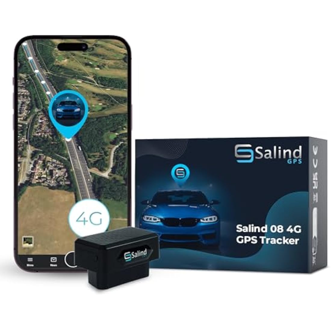 SALIND 08 4G - Mini GPS Tracker for Cars, Lorries, Vehicles - Connection via OBD2 - UK & Worldwide Real Time Tracking, Safe Area, Route Memory System and Alarms
