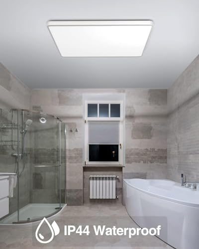 zemty 36W 3240LM LED Ceiling Light, 4 Packs Bathroom Lights Waterproof, Square Flush Modern Ceiling Lighting for Kitchen Bedroom Living Room Office
