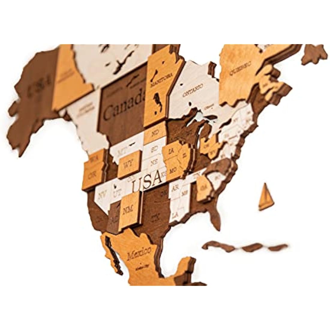 Woodvio 3D Wooden World Map, Decorative Wall Art for Home and Office Décor - size Medium (120x62cm)