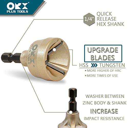 ORX PLUS TOOLS PO-045-TORXPLUS Tools Deburring External Chamfer Tool, Tungsten Blade, Deburring Drill Bit, Remove Burr Tools for Fit 1/8 inch-3/4 inch(3mm-19mm)
