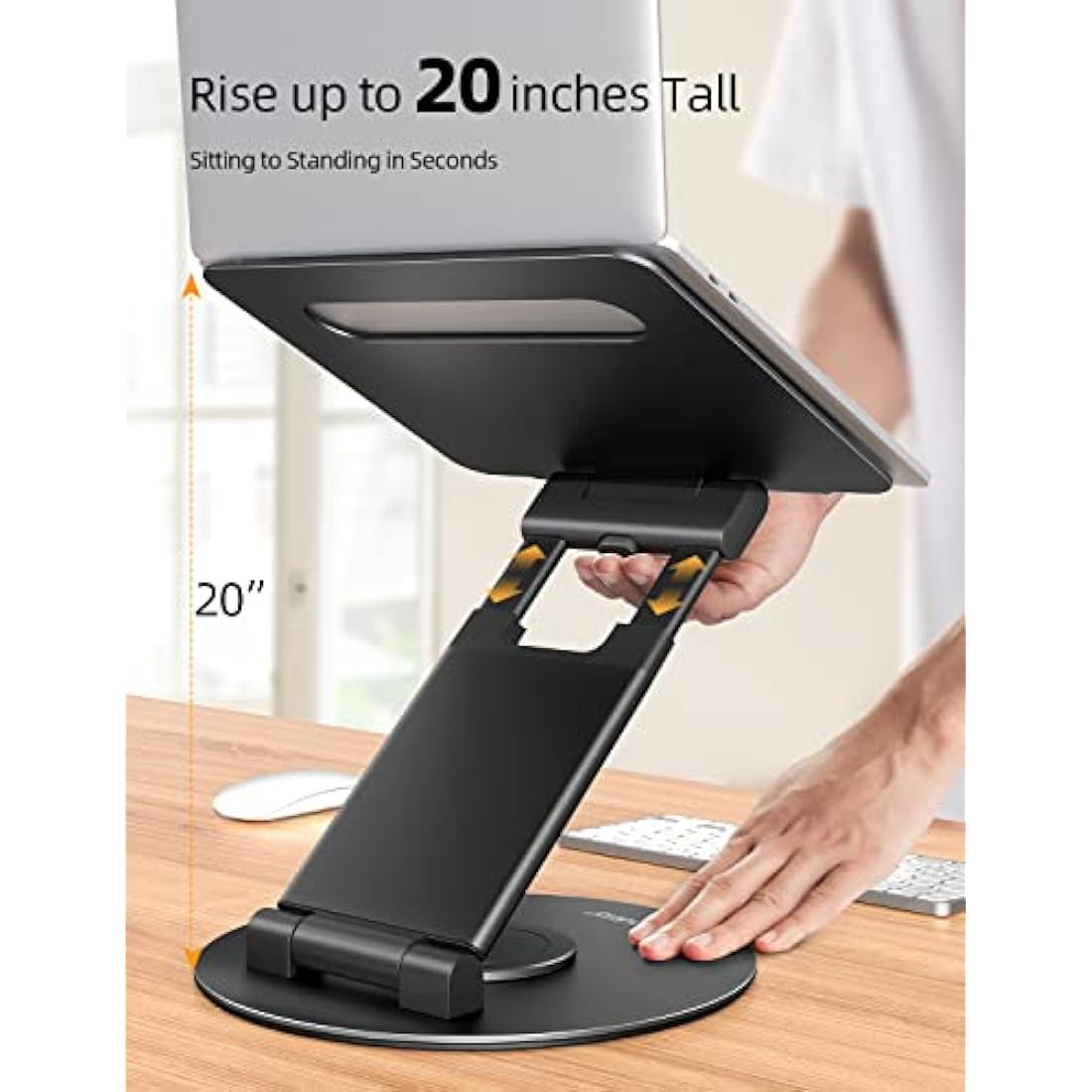 Nulaxy Swivel Laptop Stand for Desk with 360 Rotating Base, Adjustable Height up to 20", Ergonomic Laptop Riser Holder Computer Stand Compatible with MacBook All Laptops Computer 10-17", Black