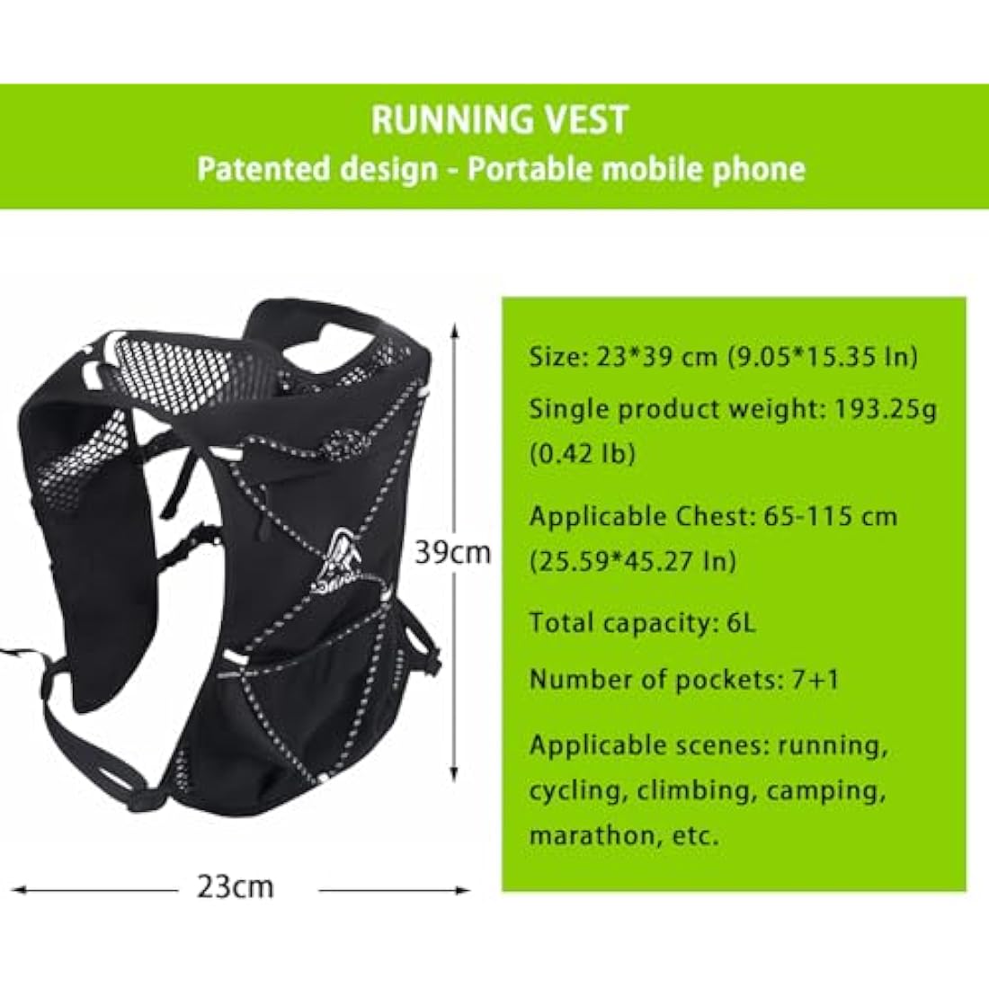 Running Vest for Women Men, Running Backpack Lightweight Hydration Pack With Touch Screen Phone Bag for Hiking Trail Cycling Race Marathon Essentials