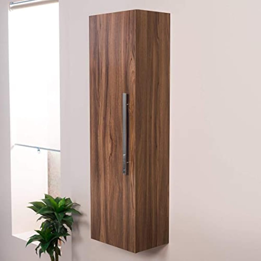 NRG Walnut 1200mm Wall Hung Tall Unit Bathroom Furniture Storage Cabinet Soft Close Door