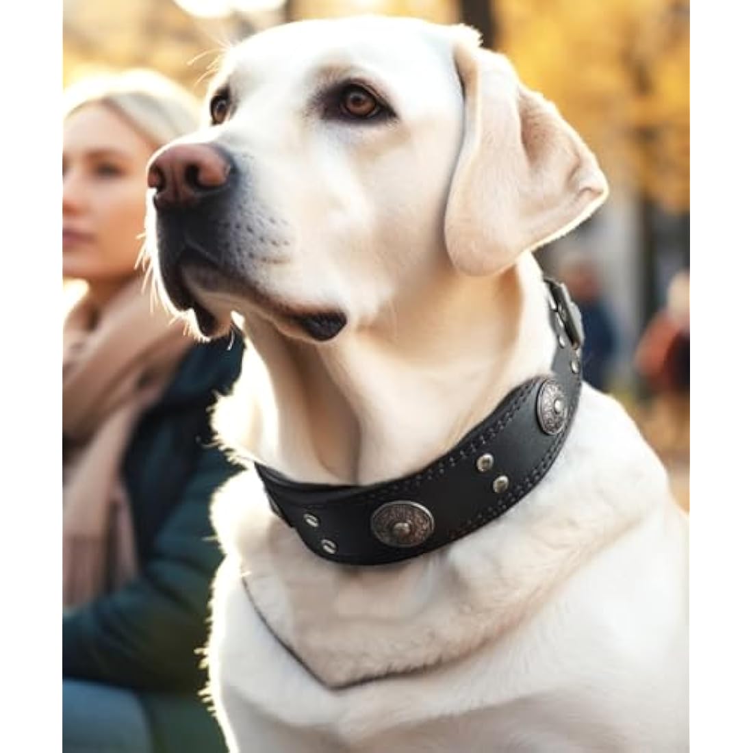 Leather Dog Collar, 5 cm Wide Genuine Leather, Handmade and Soft, Luxurious and Outstanding, Best Choice for Large and Medium Breeds, Black 49.5-60 cm