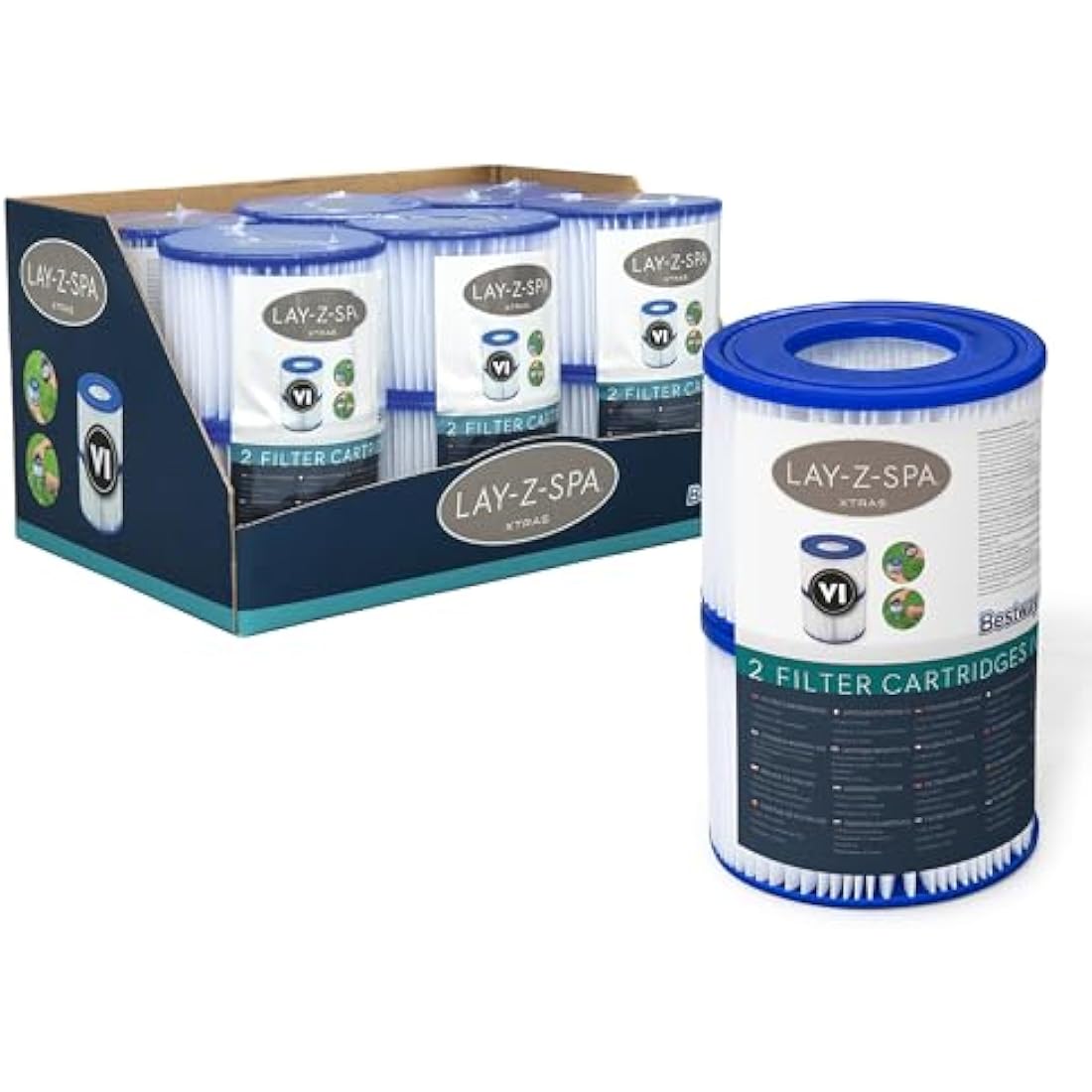 Bestway Lay-Z-Spa Hot Tub Filter Cartridge VI for All Lay-Z-Spa Models - 6 x Twin Pack (12 Filters)