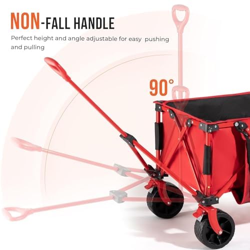Overmont 150kg Festival Camping Trolley on Wheels - Heavy Duty Folding Beach Wagon Cart with Extra Wide Wheels, Adjustable Handle, Portable for