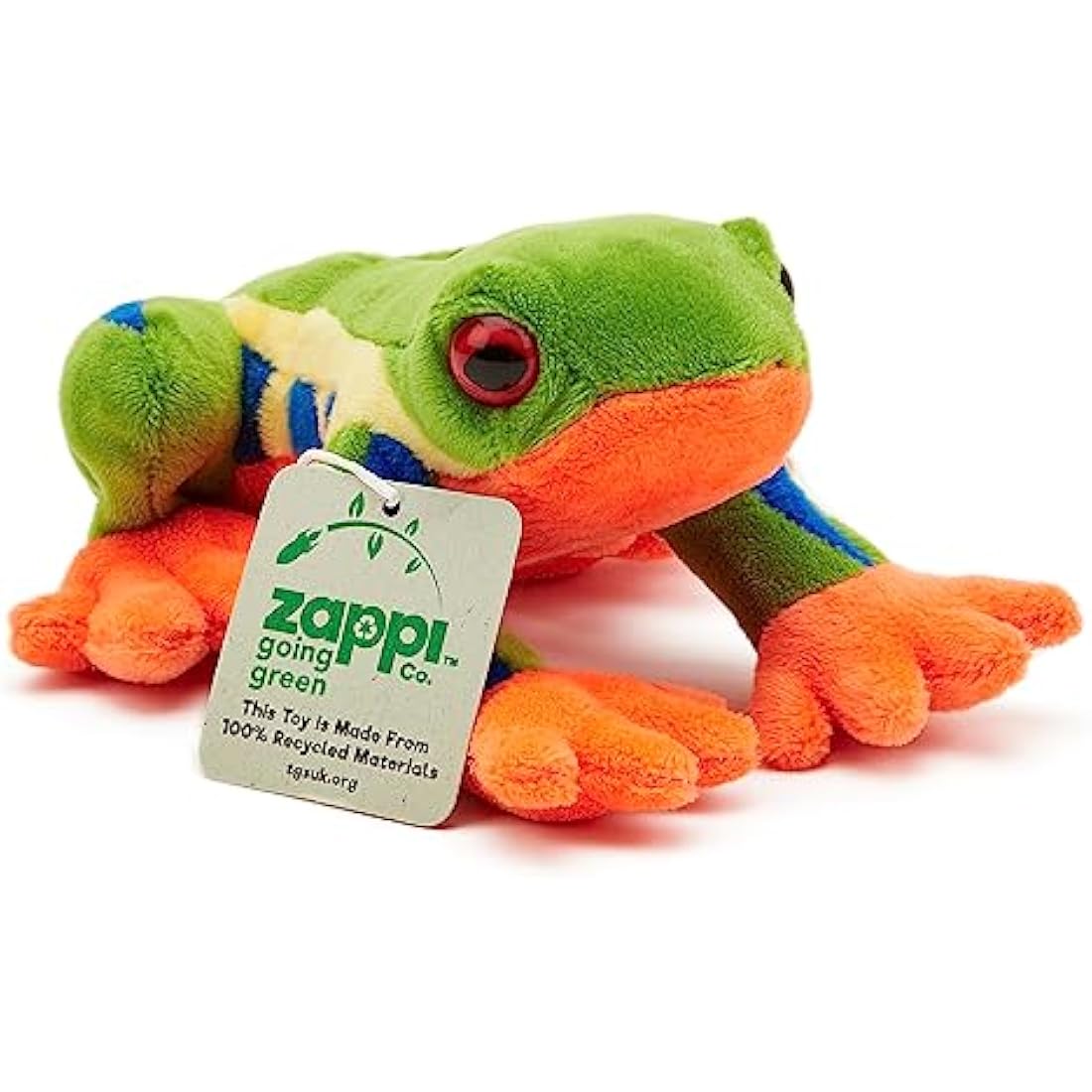 Zappi Co 100% Recycled Plush Tree Frog Toy (15cm Length) Stuffed Soft Cuddly Eco Friendly Animals Collection for Newborns – Lifelike & Realistic