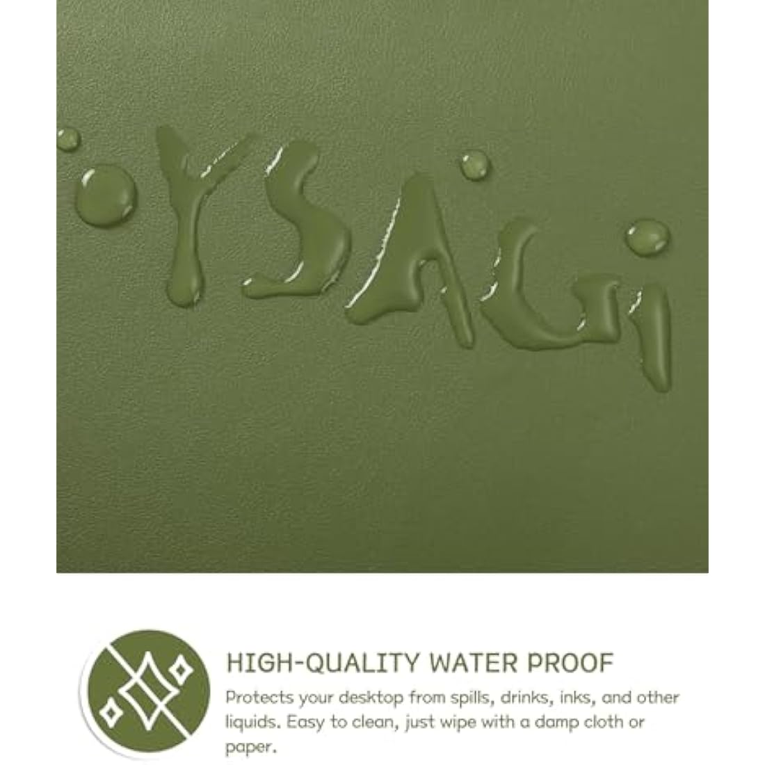 YSAGi Non-Slip Desk Pad, Waterproof PVC Leather Desk Table Protector, Ultra Thin Large Mouse Pad, Easy Clean Laptop Desk Writing Mat for Office Work/Home/Decor (80 x 40 cm, Grass Green)