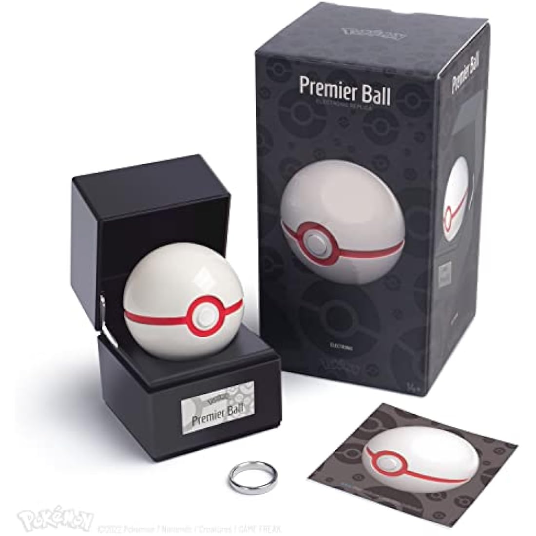 The Wand Company Original Poké Ball Authentic Replica - Realistic, Electronic, Die-Cast Poké Ball with Display Case Light Features – Officially Licensed by Pokémon (Premier Ball)