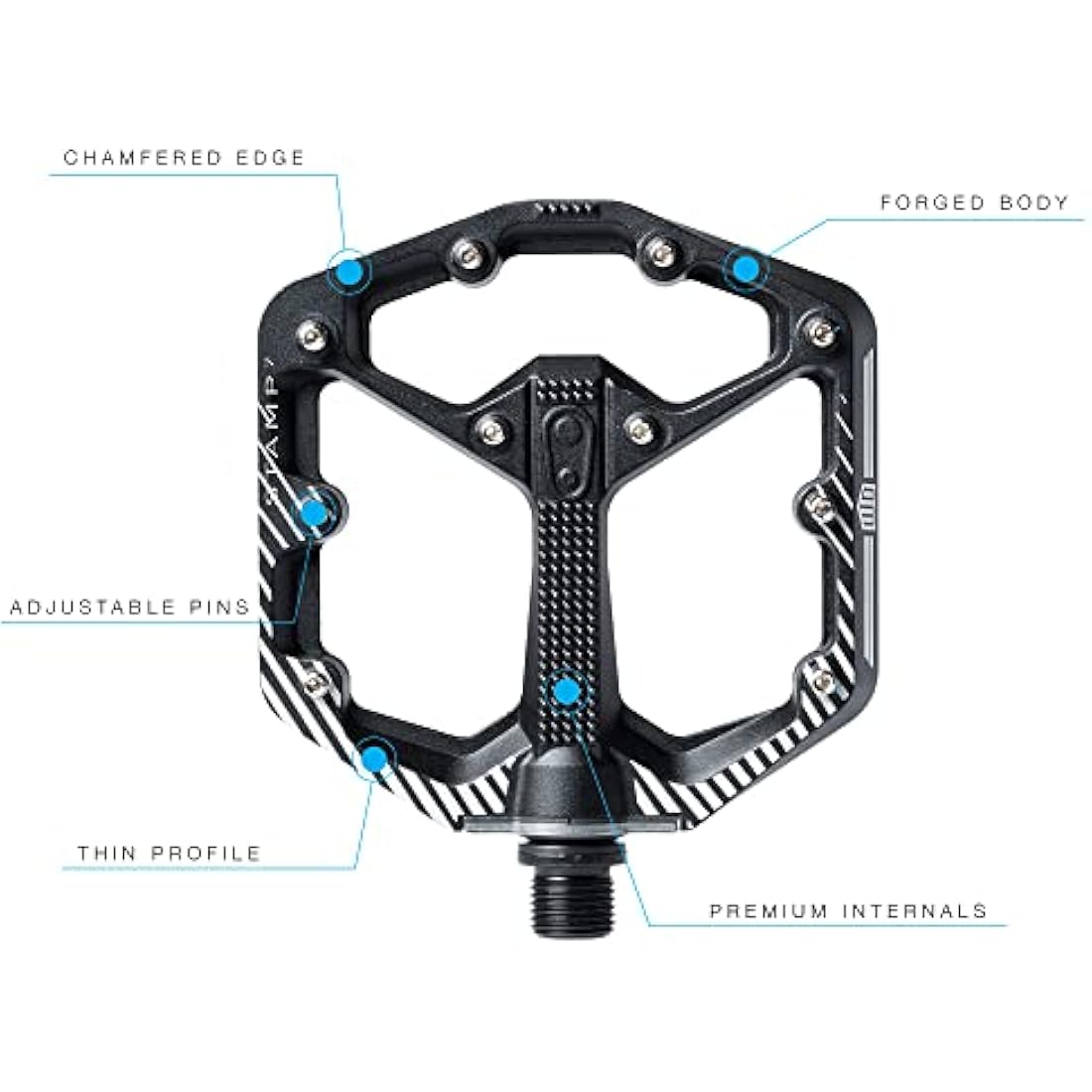 Crankbrothers Stamp Flat Pedal for BMX/MTB Bike - Bicycle Pedal, Minimalist Profile, Adjustable Grip