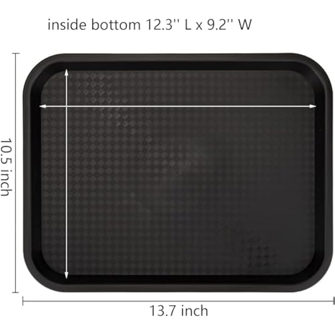 Yarlung 12 Pack Fast Food Tray, 13.8 x 10.5 Inch/35 x 26.7 cm Plastic Restaurant Serving Tray for Coffee Table, Kitchen, Party, Black