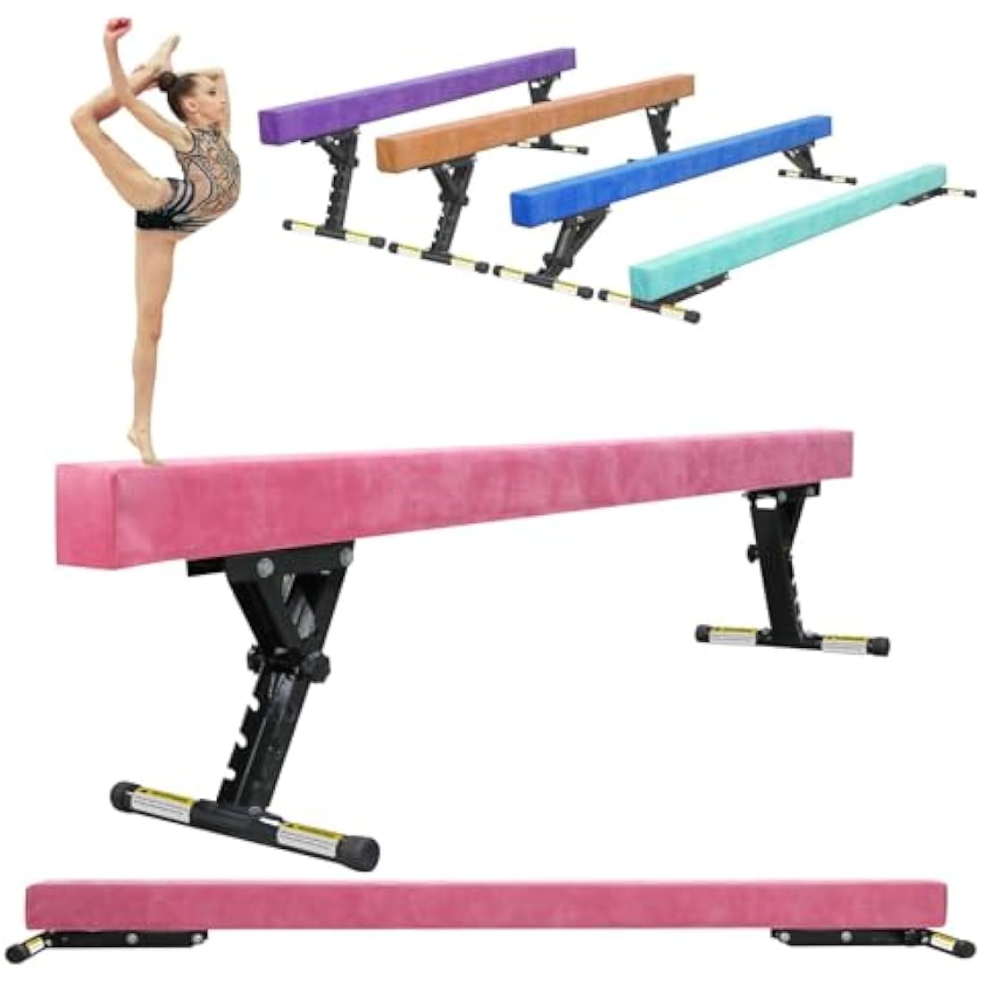 SportBob Gymnastics Beam 8ft High and Low Floor Balance Beam with 5 heights Adjustable, Gymnastics Balance Beam for Kids Children Girls Training, Home Gym Equipment for All Gymnastic