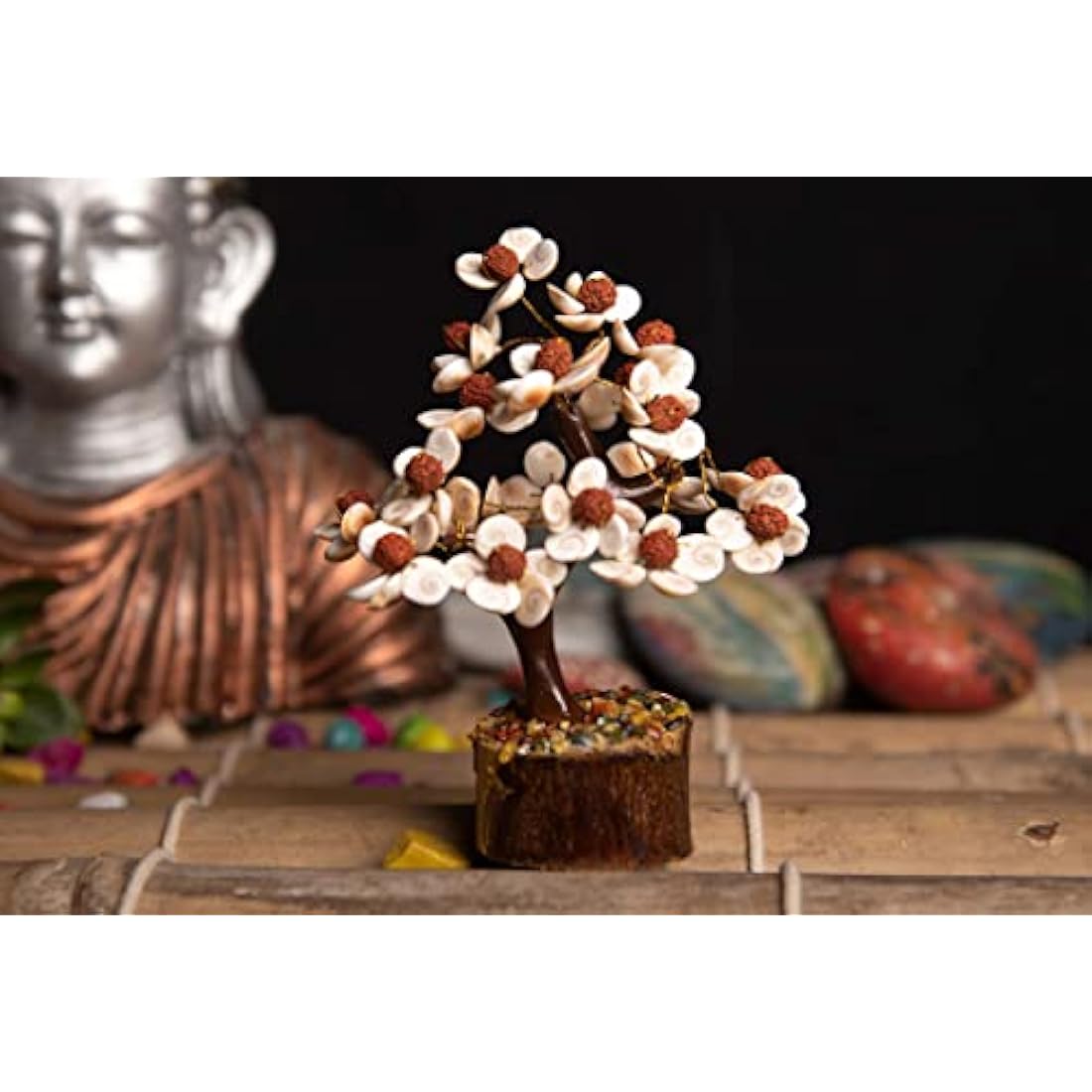 Crystal Tree for Home Decorations Crystals and Healing Stones Witchy Room Crystal Decor Tree Crystal Gifts Gem Tree Christmas Tree Stands for Real Tree… (Gomti Rudraksha tree)