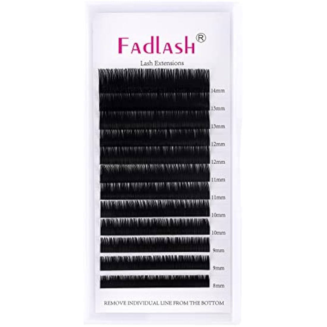Fadlash Individual Classic Eyelash Extension 0.07mm D Curl 8-14mm Mixed Tray 1:1 Matte Black Professional Classic Individual Lashes