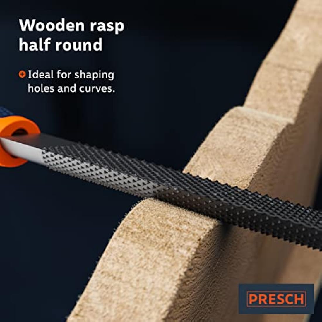 Presch File Set Metal and Wood 6 pcs. with Bag - Professional File Set incl. Half-Round rasp, Flat Stump File, Half-Round File, Round File, Triangular File and Square File