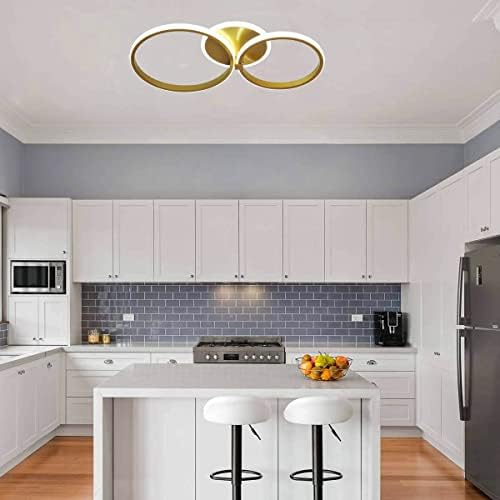 Comely LED Ceiling Light, 42W Gold Chandeliers Ceiling Lights, Modern Flush Mount LED Ceiling Lamp for Living Room Kitchen Office Bedroom Dining Room, 6500K Cool White Light