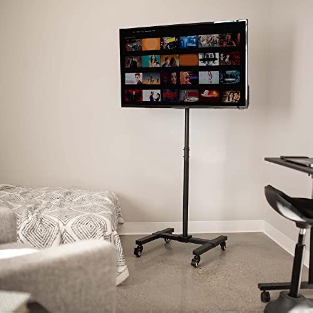 VIVO Mobile TV Display Stand for 13 to 42 inch LED LCD Flat Panel Screens, Rolling Floor Stand Height Adjustable Mount with Wheels STAND-TV07W