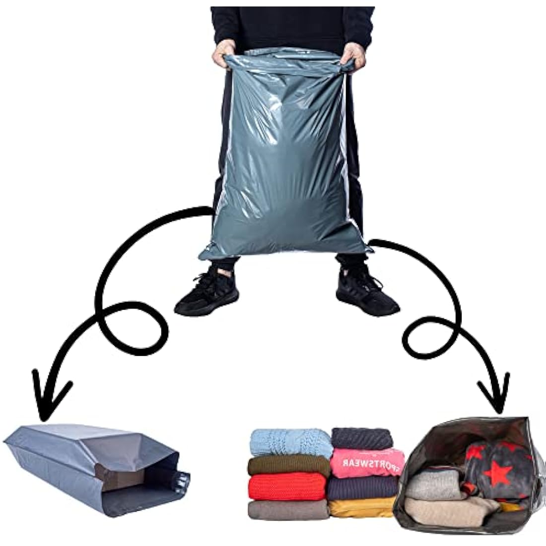 Calzette 10 Large Postage Bags- 17" x 24" (43cm x 60cm) - Large Mailing Bags for Postage Shippings