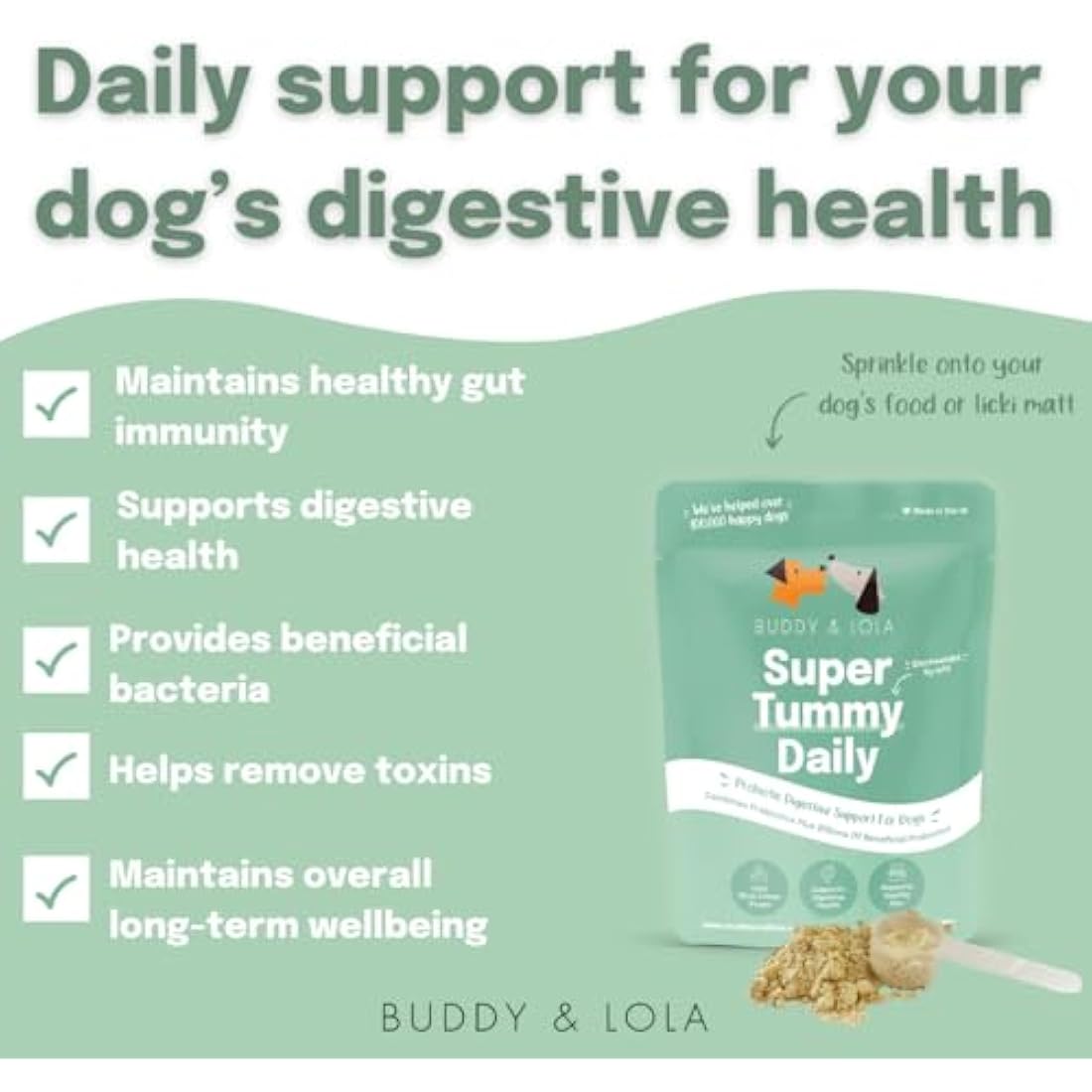 Buddy & Lola Joints and Tummy Bundle for Dogs - High CFU Count, Plant-Based Dog Probiotics for Gut Health - Dog Probiotic Powder with Prebiotics for Skin Health & Joint Support Supplement
