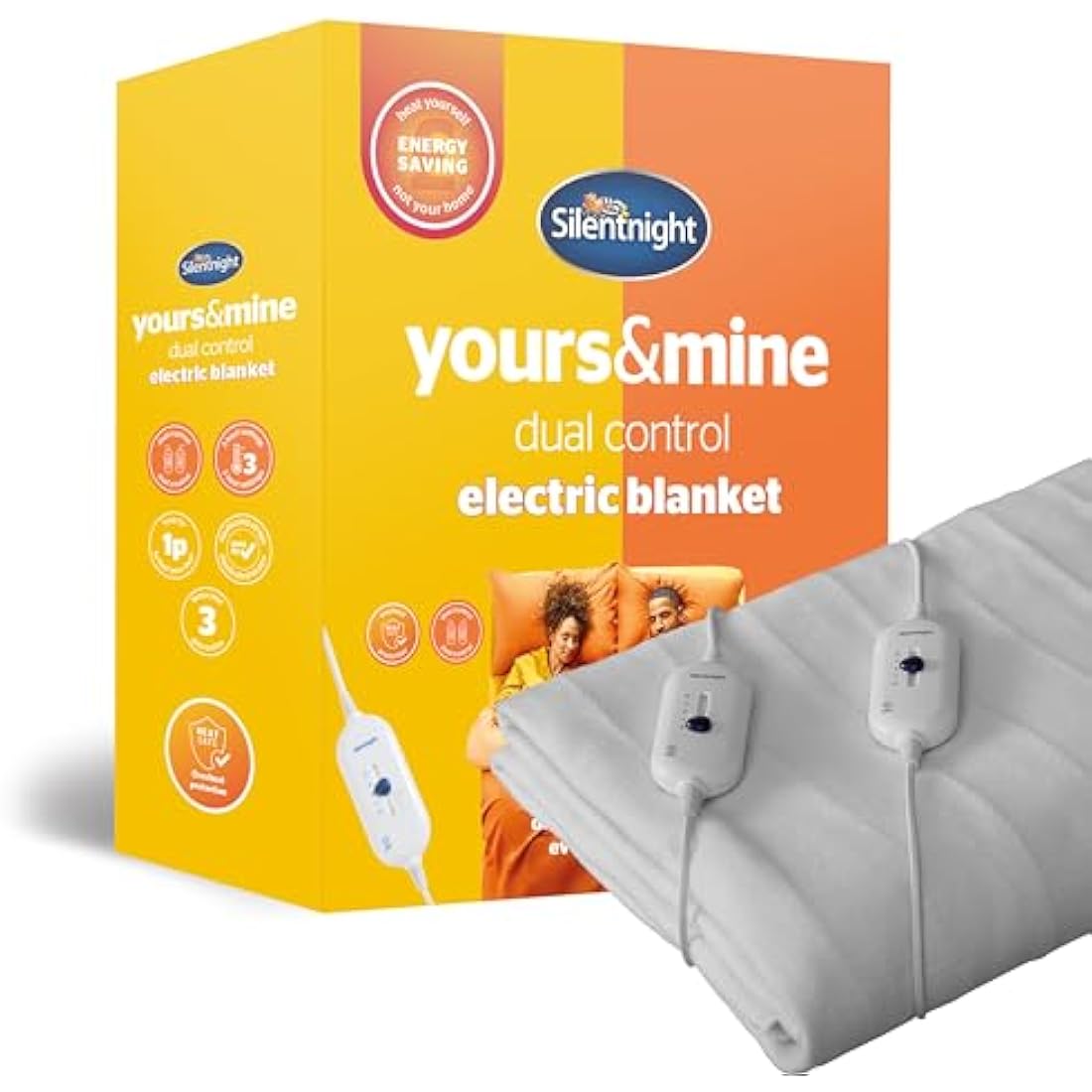 Silentnight Dual Control Electric Blanket King Size - Heated Electric Underblanket Bed Warmer Sheet with 3 Heat Settings, Easy Fit Straps and Split Controls - King Size 160x150cm (63"x59")
