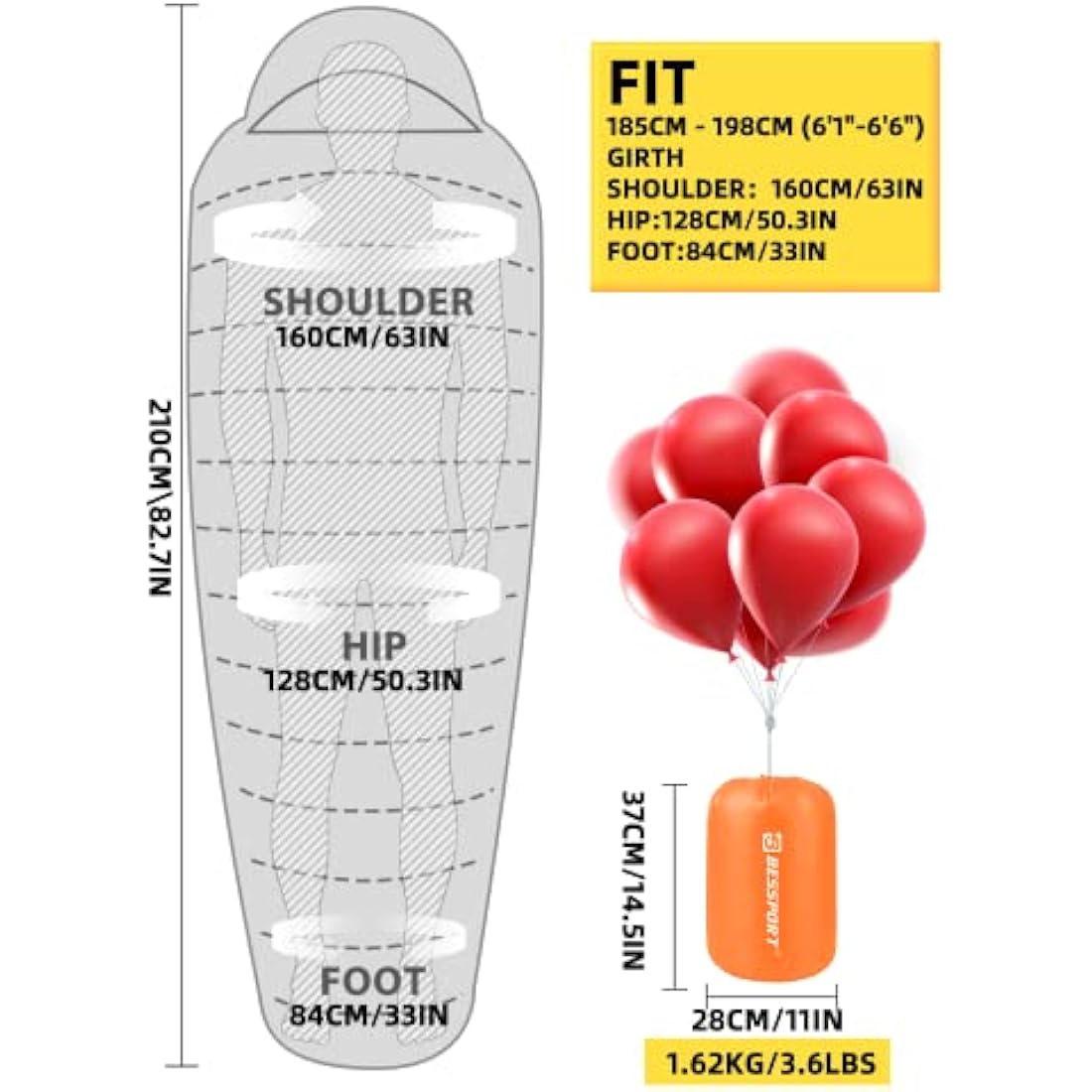 Bessport Sleeping Bag, 4 Seasons 0°C Sleeping Bag, Small Pack Size & Ultralight Outdoor Sleeping Bag, Mummy Sleeping Bag for Camping, Travel, Outdoor and Tent