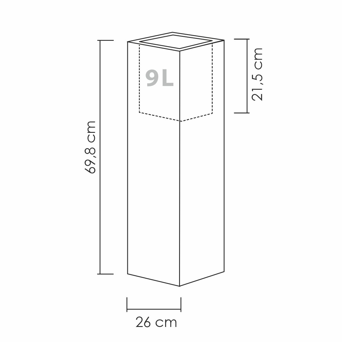 Scheurich Planter, Stony Black, 26 x 26 x 70 cm