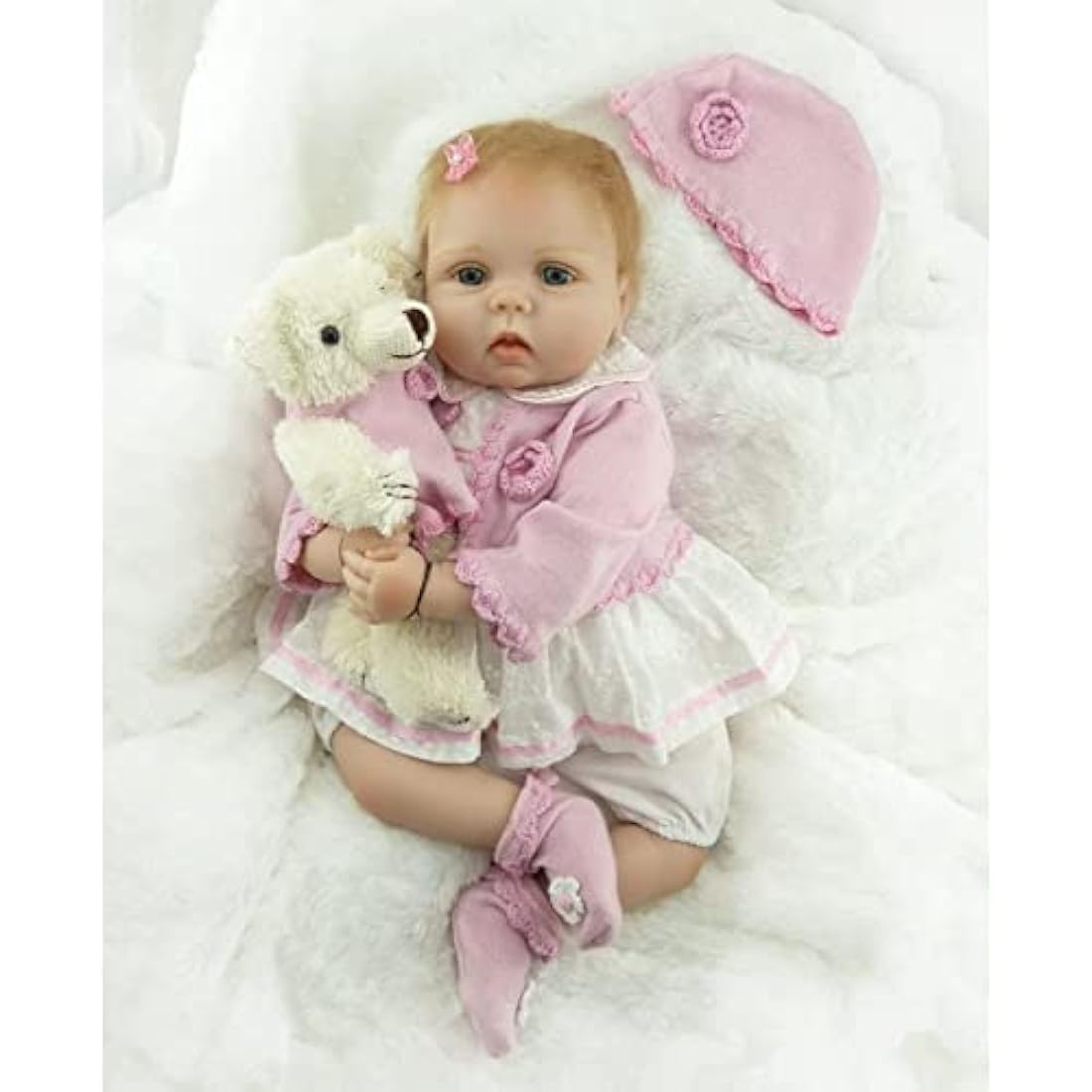 ZIYIUI Reborn Dolls 22 Inches 55 cm That Looks Real Reborn Baby Doll Lifelike Silicone Vinyl Newborn Soft Doll Blue eyes Toddlers Toys for age 3+