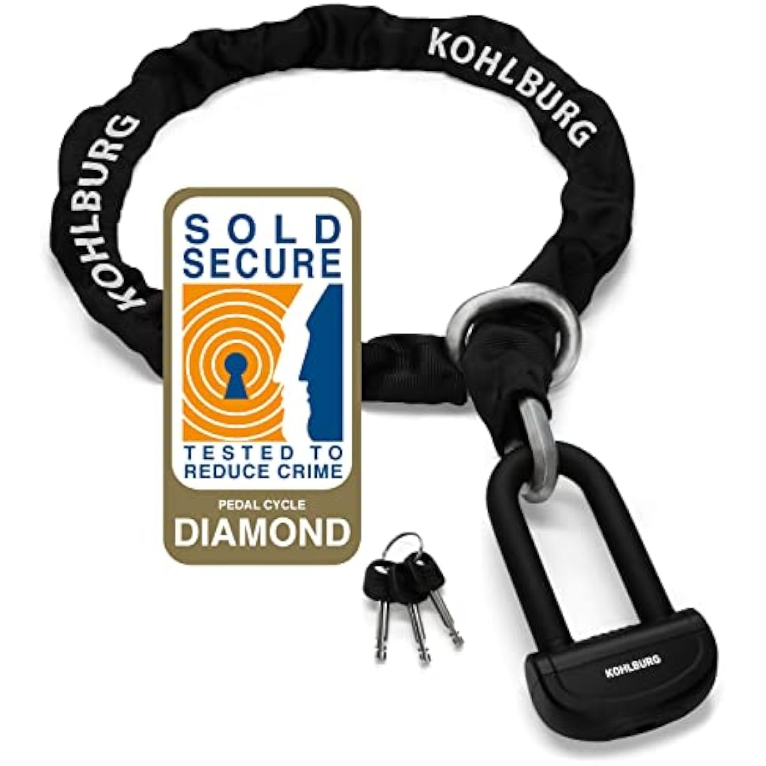 KOHLBURG 6 kg Massive Motorcycle Security Chain Lock - 150cm Long with Our Highest Security Level 10plus of 10 - Heavy Duty 13mm Steel Chain as Anti Theft Motorcycle Lock, Scooter & ebike Lock