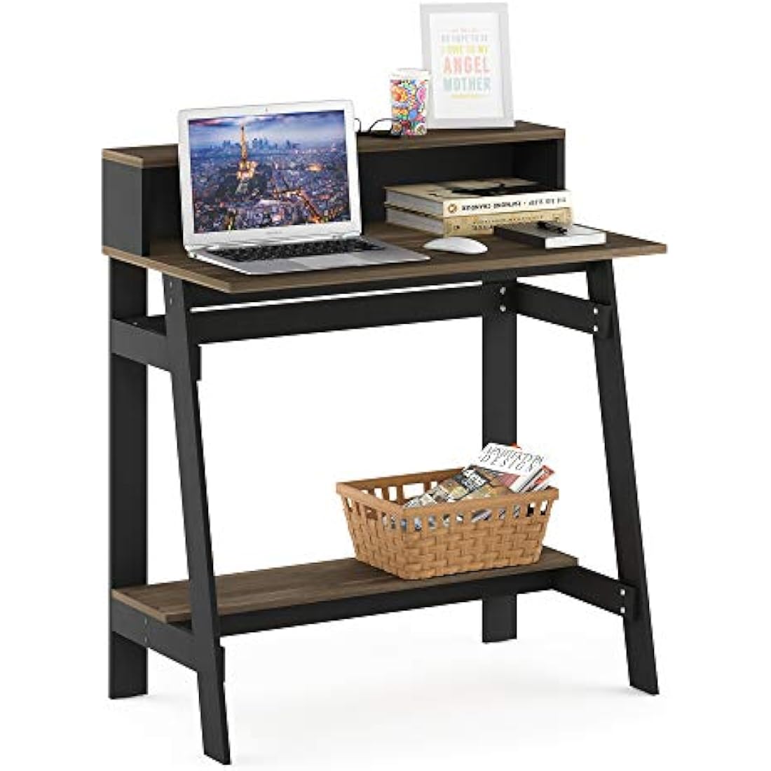 Furinno Simplistic A Frame Computer Desk, Study Desk, Writing Desk, Columbia Walnut