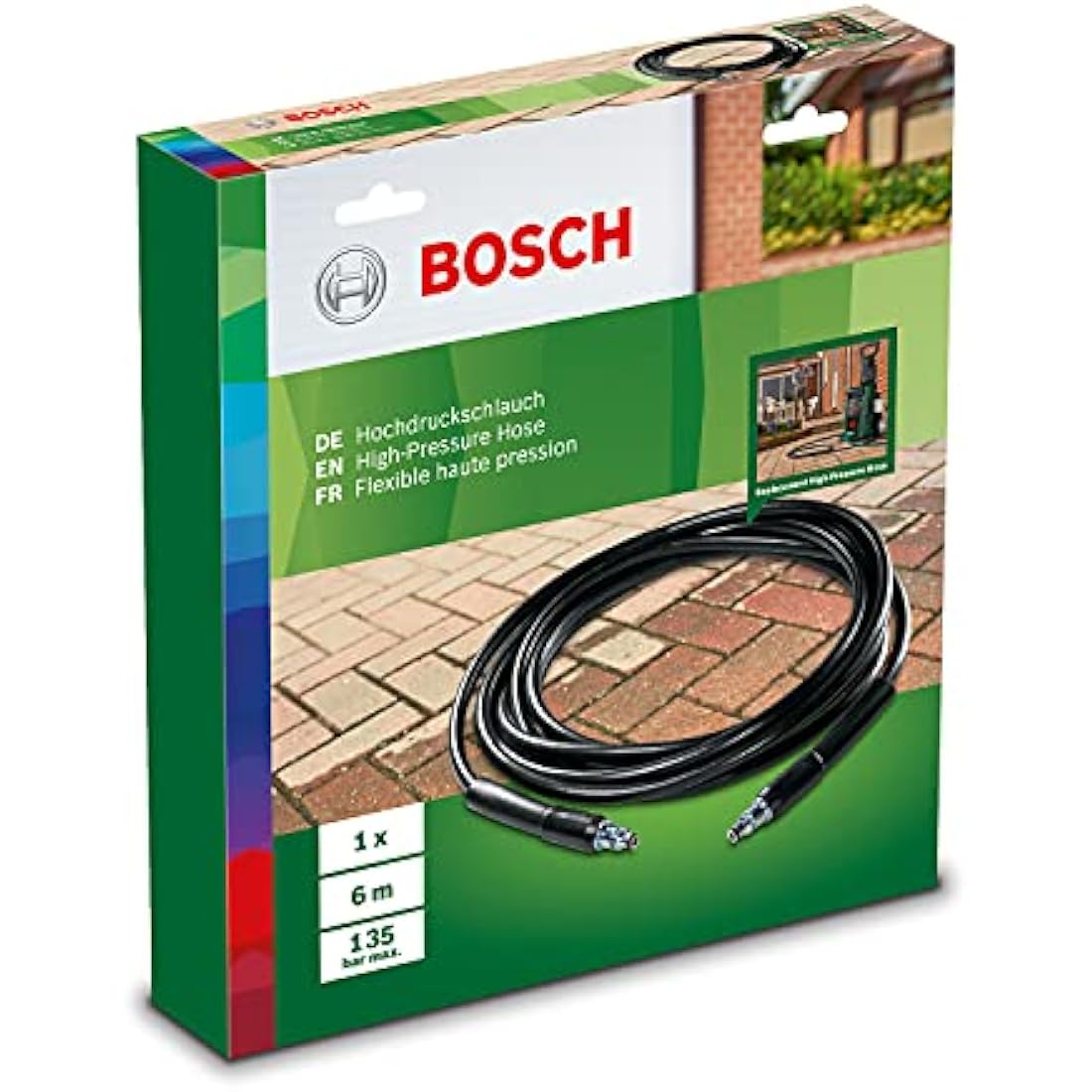 Bosch 6m High Pressure Hose (Compatible with Bosch Pressure Washers: EasyAquatak 110/120, UniversalAquatak 125/130/135, AQT 33-10, AQT 33-11, AQT 35-12, AQT 37-13, AQT 40-13, AQT 42-13)
