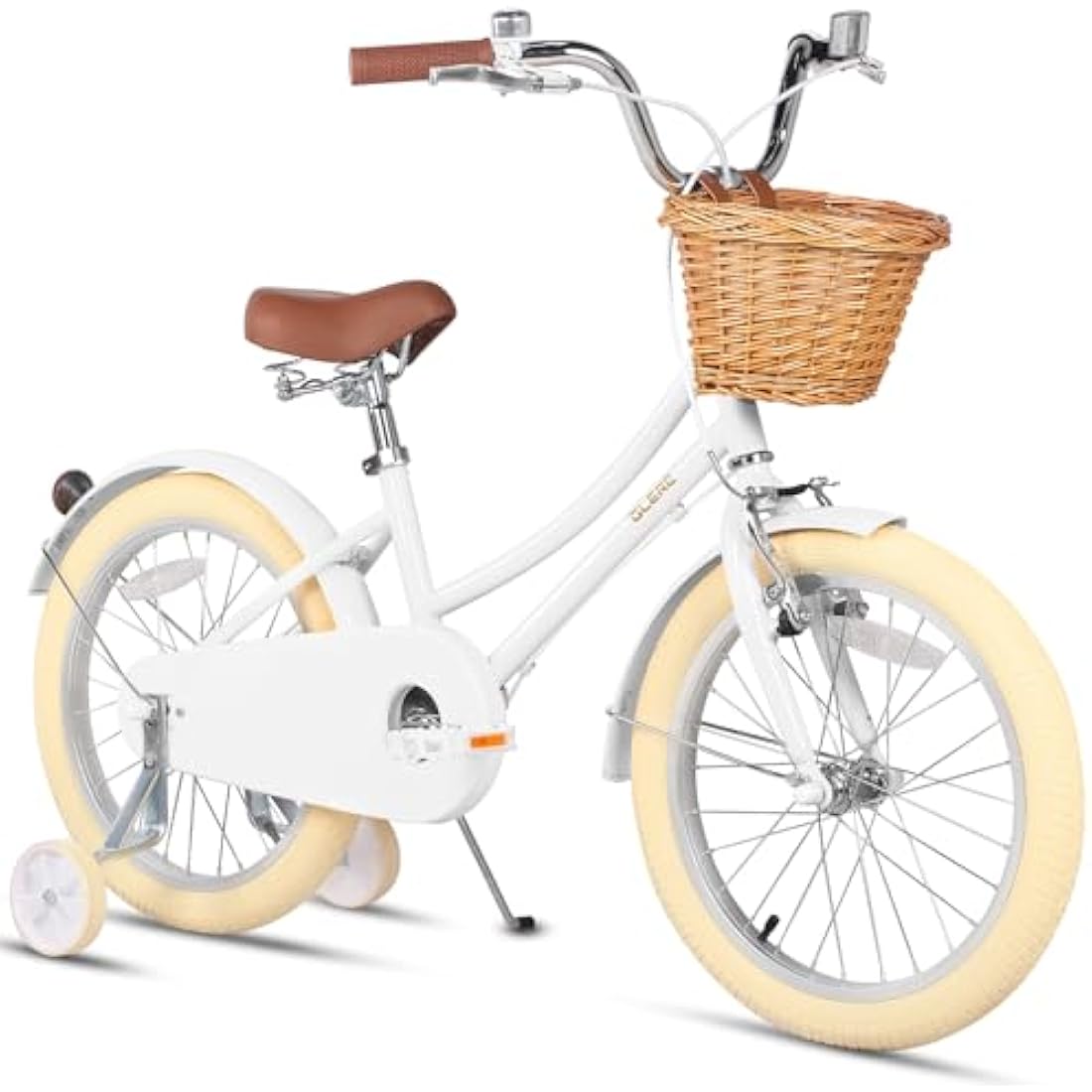 Glerc Little Molly 18 Inch Kids Retro Girls Bike for 2-13 Year Old with Wicker Basket & Stabilisers/Kickstand, Multiple Colors