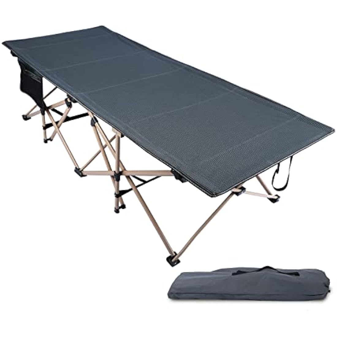 REDCAMP XXL Oversized Camp Bed for adults 500lbs, 33" Extra Wide Heavy Duty Sturdy Folding Camping Bed Portable, Stronge Thicker Tubes Sleeping Cot Outdoor Travel Office,Dark Gray