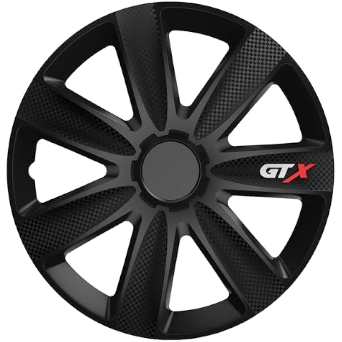 Versaco Car Wheel Trims GTXCARBLK14 - Black 14 Inch 7-Spoke - Boxed Set of 4 Hubcaps - Includes Fittings/Instructions