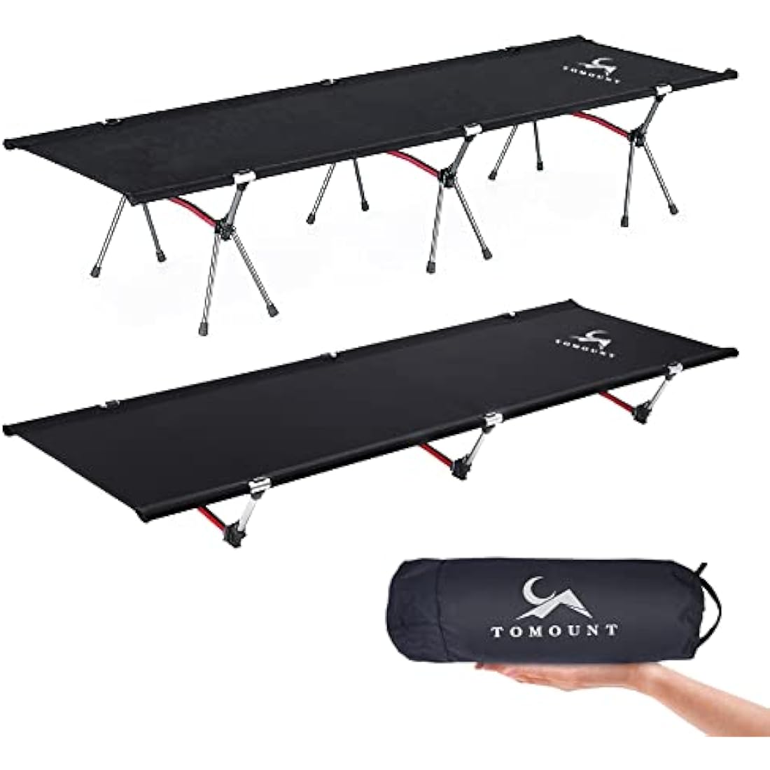 TOMOUNT Camp Bed, Lightweight Camping Lounger, Aluminium Alloy, Compact Camping Bed, Travel Cot for Balcony, Garden, Camping, Outdoor Hiking