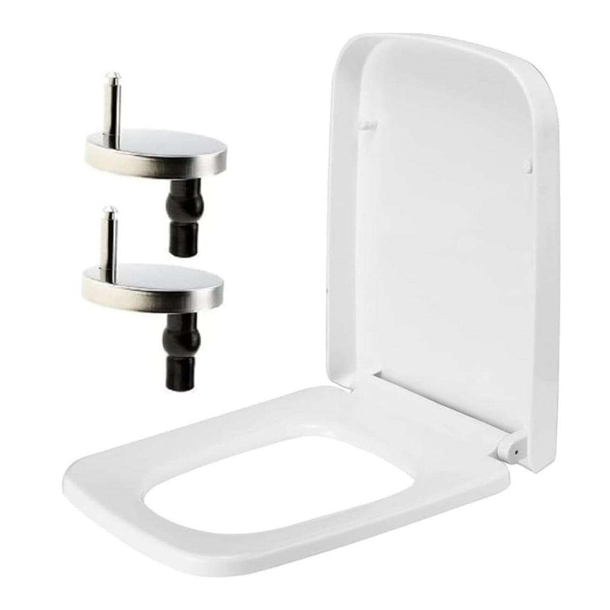 Rectangular Square Soft Close Toilet Seat Quick Release Loo Seat Easy Cleaning, Easy Installation with Adjustable Hinges White (42cm L x 36cm W),