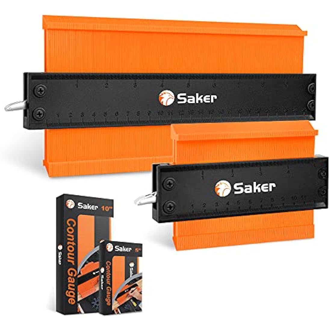 Saker Contour Gauge Profile Tool, Adjustable Lock, Precisely Copy Irregular Shape Duplicator, Welding Woodworking Tracing, 2pcs, 5+10 Inch (12+25 cm), Must Have Tool for DIY Handyman