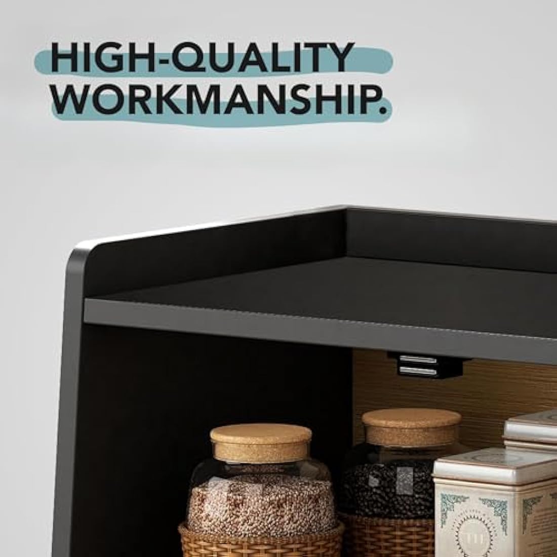 Cookery Wooden Bread Bin with 2 Levels for Bread Storage made of Bamboo (wood) Bread Box Extra Large Storage Box Counter Top for Kitchen Storage (needs to be assembled)