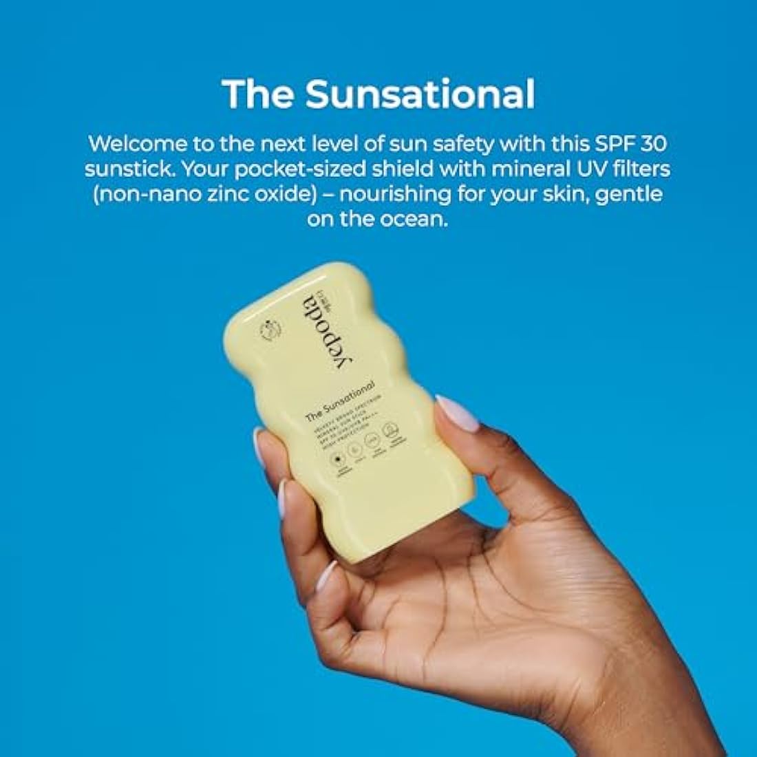 Yepoda The Sunsational, SPF 30 Broad Spectrum Mineral Sunstick UVA/UVB PA+++ High Protection, Water Resistant & Nourishing, Vegan Korean Mineral Sunstick SPF 30 for All Skin Types, 18.5 g