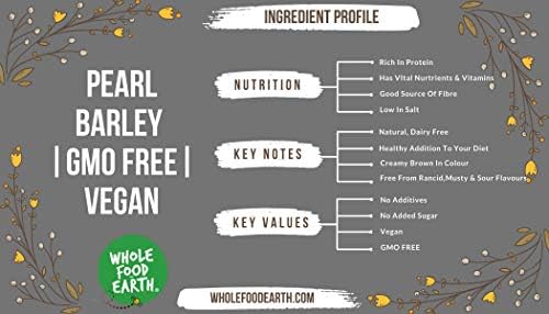 Wholefood Earth Pearl Barley 2 kg | GMO Free | High Fibre